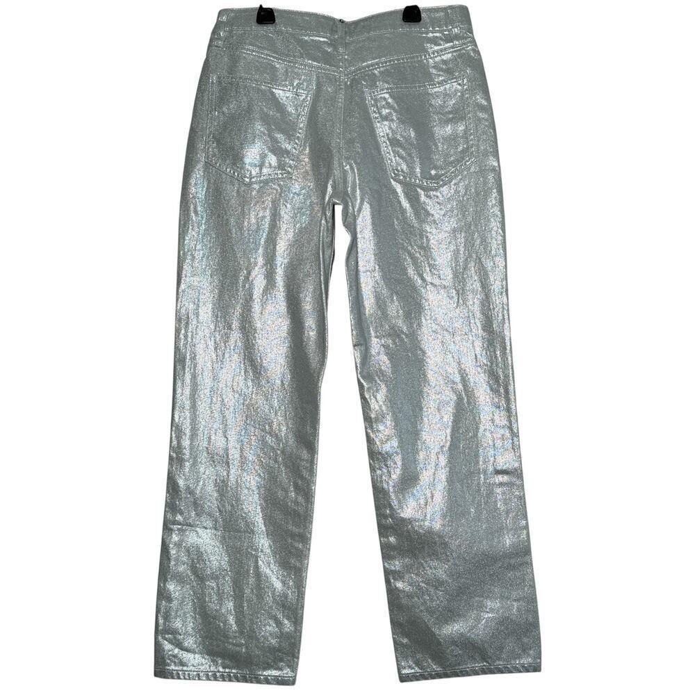 Rebecca Minkoff Silver Metallic Straight Leg Jeans Size 8 Y2K - Picture 9 of 12